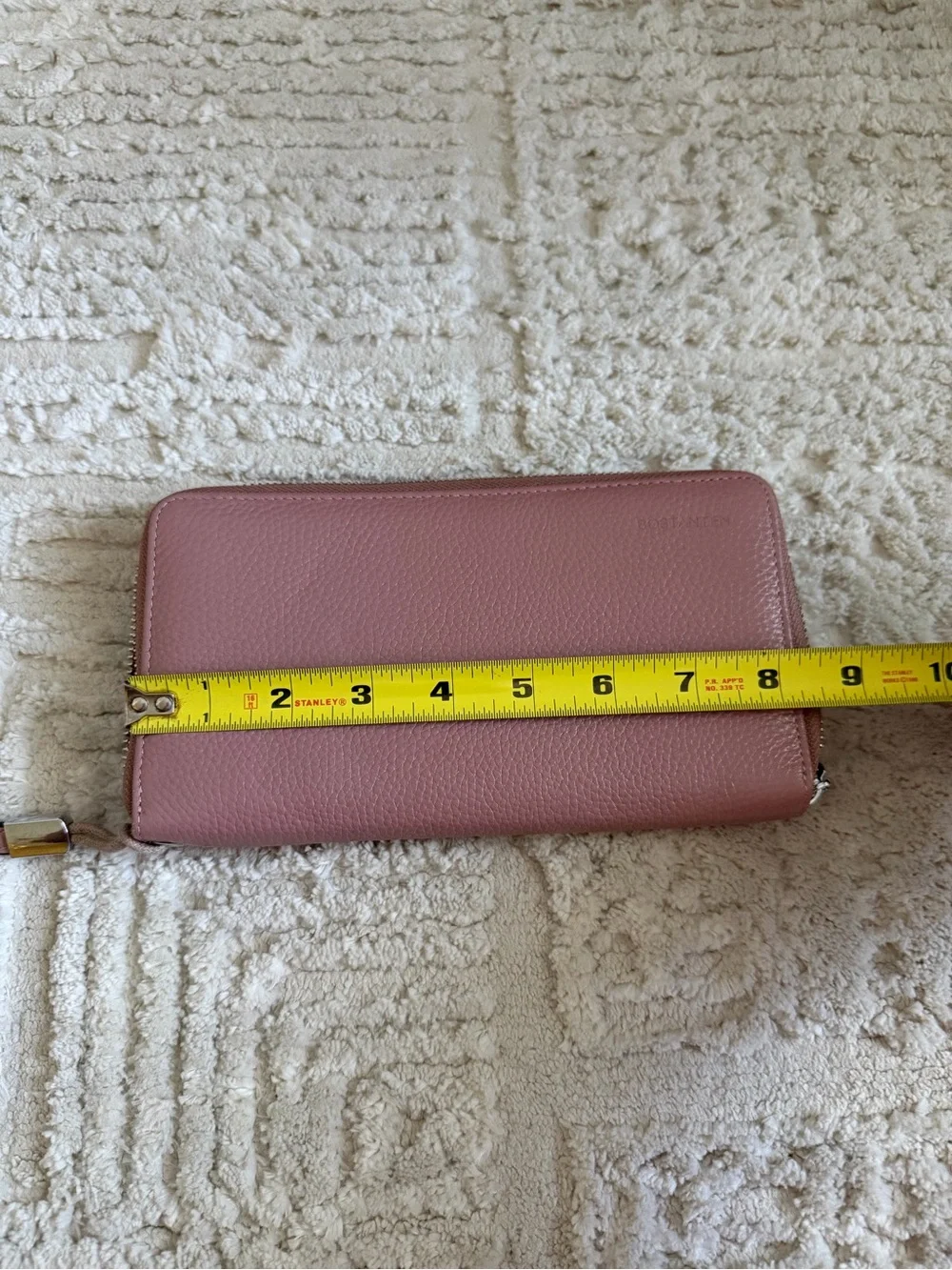 Bostanten Leather Zip-Around Wristlet Wallet Dusty Rose